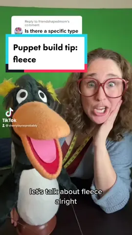 Replying to @friendshapedmom long story short, I prefer anti pill fleece.  It’s affortable and still looks great in my opinion #puppet #puppetbuilding #fleece #crafty 