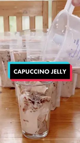 ES CAPUCCINO JELLY . Yg simple,seger & creamy cocok buat menu buka puasa nanti 🥰♥️. Untuk rasa jelly nya bisa diganti jelly rasa cincau/coklat ya Bunsay,sesuai selera saja 😘🤗. Hasil jadi untuk takaran resep ini adalah 15pouch ukuran 200ml. . 🧋BAHAN JELLY . 3 sachet (ukuran 15gr) jelly bubuk rasa kurma 2 liter air . 🧋BAHAN LARUTAN GULA AREN . 200gr gula aren 500ml air 1 lembar daun pandan . 🧋LARUTAN CAPUCCINO . 500ml air hangat 3 sachet capuccino instan . 🧋BAHAN LAINNYA . 1 kaleng susu evaporasi 200ml kental manis (jika dirasa kurang manis,takaran bisa ditambah) Es batu agak banyak . #eslumutviral #esjelly #capuccino #capuccinocincau #minumankekinian #minumansegar #esviral #capcin #menubukapuasa #menuberbuka #menuramadhan #menusahur #iftar #sahur #ramadhan2023 #ramadhankareem #eslumut #resepmasakan #resepsimpel #masakan #masakanrumah #doyanmasak #resepminumansegar #resepminuman #foodlovers #reseptiktok #reseptiktoksimple #fyp #fypシ 