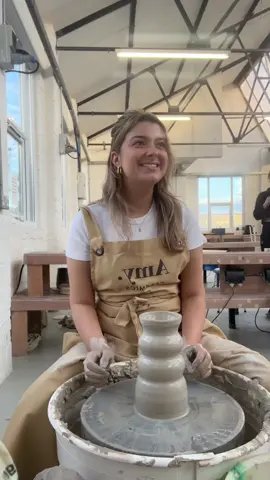 The pure joy of successfully making a big vase🤣🤣 (with help from @horace_pots on instagram) #ceramics #pottery #fyp #art #potterytok #potterytiktok #foryou #potterygirl #wheelthrowing #handmadeceramics #potterypainting 