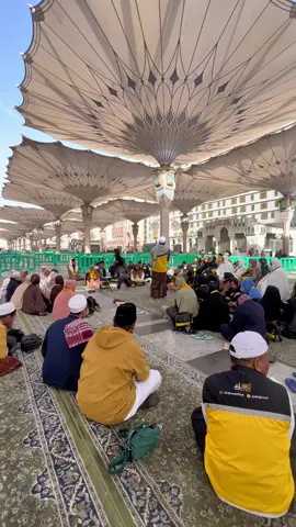 Mendengarkan kajian dan Manasik Umrah di bawah payung teduh Masjid Nabawi, Masya Allah ☺️ #umrah #mekkah #alhajjtravel #madinah #travelumrohmakassar 