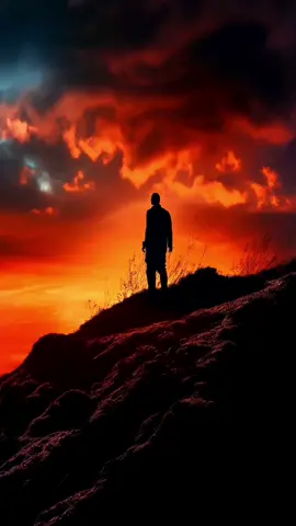 Sunset watcher #sunsetglow #sunset #man #mountain #clouds #fyp 