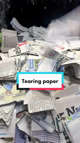 The process of making papier-mâché, step 1: tearing loads of newspaper.  #papiermache #tearingpaper #tearing #stepbystep #artist #workinprocess #newspaper #artistsontiktok #art #artprocess #material 