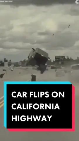 A car was sent flying several feet into the air after being struck by a loose tire that fell off a passing vehicle on the Ronald Reagan Freeway in Chatsworth, Los Angeles last week. Heart-racing footage that was captured by Anoop’ Khatra’s Tesla dash camera shows the moment the front left wheel of a silver pickup truck shoots off and directly hits the vehicle traveling adjacent, causing it to propel into the air and flip it upside down. The dark-colored Kia that was struck can be seen landing on its hood before it rolled back upright and skidded to a halt. Miraculously, the Los Angeles Police Department said no major injuries were sustained as a result of the accident. #california #cars #viral #accident #miracle #tesla #cheddarnews 