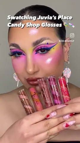 Candy Lips 🍭🍬🎀 AD Swatching the @juviasplace Candy Shop Lipglosses. Available at Ulta! Let me know your favorite below 👇🏼💘 #fyp #lipswatches #candyshop #candyshopingulta #springlippies #candylippies 