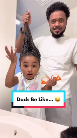 She was not happy with the way dad did her hair 😂 #funny #throwback #humor #meliahgabriella #dadsoftiktok #hairstyle 