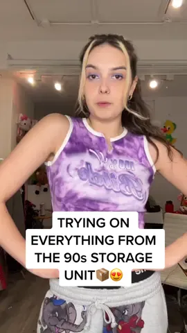 Replying to @allie_xcx i tried on every item from the 90s storage unit i bought out :) #diggingforvintage #storageunit #y2kfashion 