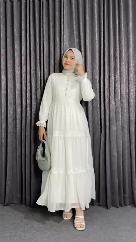 MasyaAllah secantik ini dressnya, cocok buat lebaran nanti 🥰🫶🏻 #dresslebaran #gamislebaran #gamisputihlebaran 