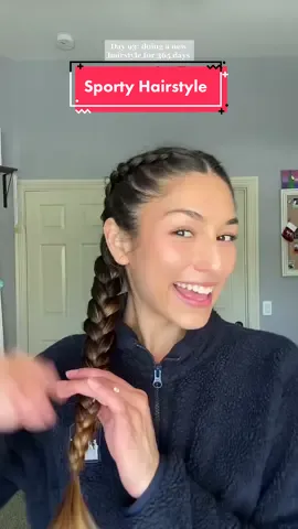 Day 93 | Tired of putting your hair in a ponytail for all your games? Here’s a fun braided hairstyle that’s perfect for keeping your hair out of your face while playing! #braidedhairstyle #sporthairstyles #soccerhairstyle #volleyballhairstyle #softballhairstyles #braids #easyhairstyles #hairoftheday #365daysofhairstyles 