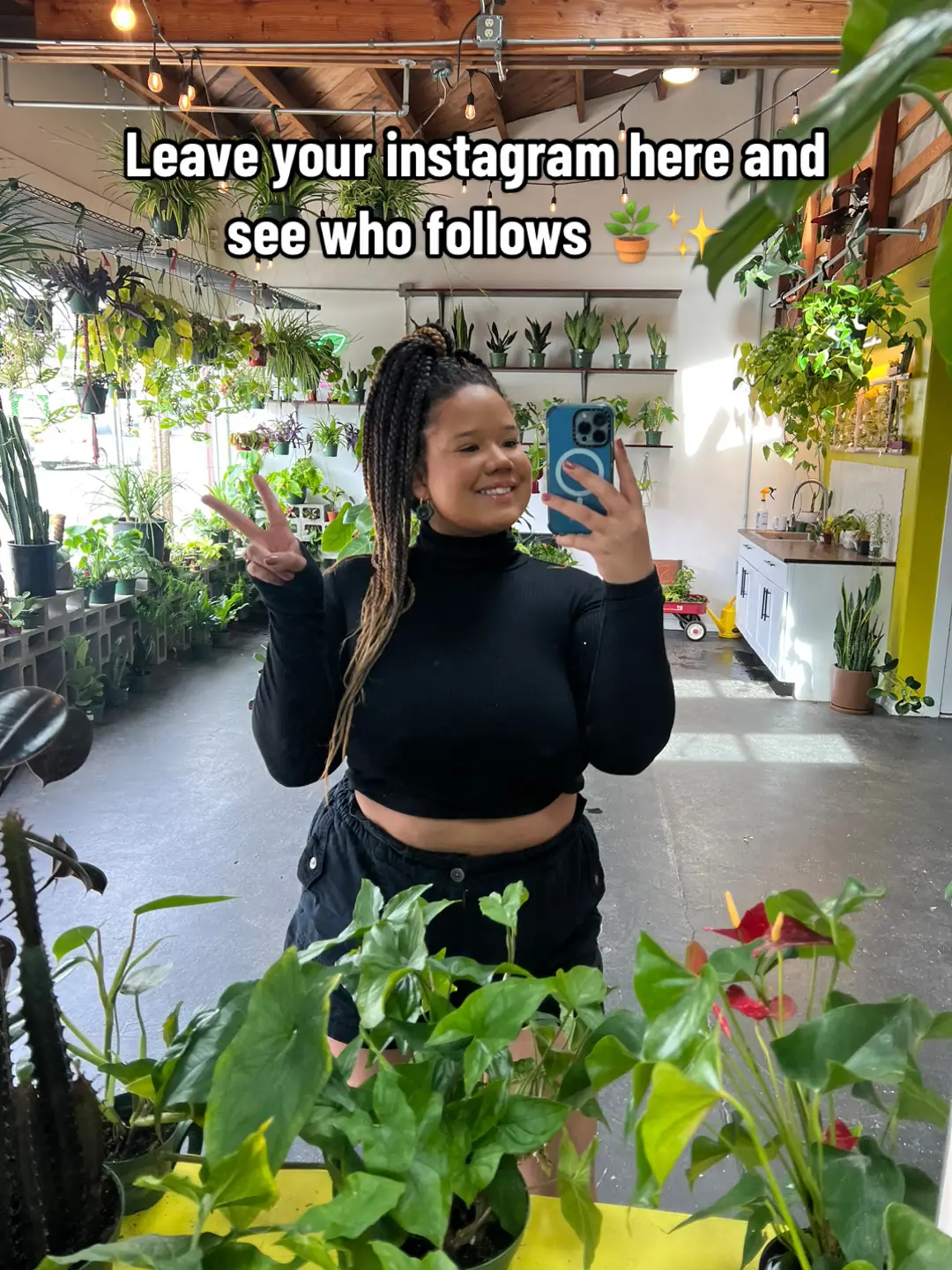 Leave your instagram here and see who follows 🪴🌿✨ #fyp #plantsoftiktok #PlantTok #instagram #plantshop #plantshopping #blackowned #SmallBusiness  #smallbusinesscheck #blackownedplantshop #blackplantshop 