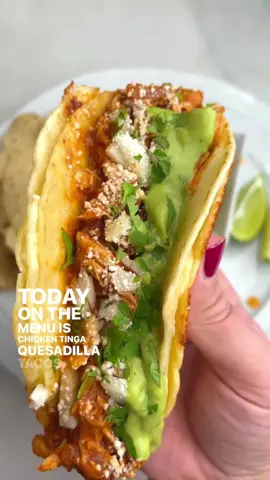 Cheese pulls for days! Screenshot recipe at the end #tacos #chickentinga #chickentacos #tacorecipe #tacoideas #easydinnerideas 
