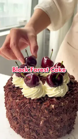 Black forest cake. Chiffon cake base. Recipe linked in my bio. #chocolatecake #blackforestcake #chocolate #cake #cakes #cherrycake #blackforestcakes #fyp #Recipe #baking #cooking #viralvideo #viraltiktok #Foodie #foodnetwork #cherry 