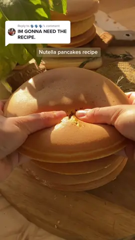Replying to @🗣️🗣️🗣️ recipe and tips in our blog (cups too)! here u have the recipe for the nutella pancakes 🩵 ! #nutellapancakes #pancakes #fluffypancakes 