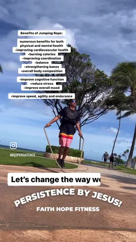 💜The Benefits of Jumping Rope Are…💪🏽 numerous benefits for both  physical and mental health •improving cardiovascular health  •burning calories  •improving coordination  •balance •strengthening bones •overall body composition •improve cognitive function •reduce stress •improve overall mood •improve speed, agility and endurance ⚔️Steadfast with your Armor of God!🛡️ You haven’t seen what God is about to do in your life! 🙏🏽📖💜  🙌🏾Declare the battle and Gods Blessing!  Type “Amen” if you believe!  TAG your workout partner?  Let’s get Connected @BQ3persistence  🙏🏽FAITH📖HOPE🏃🏽‍♂️FITNESS💪🏽 🎶Spoken Word by @tupca_makallli DM @BQ3persistence  Let’s get connected Persistence Family, Message me “JESUS” and let’s talk Faith Hope N Fitness! Vision: Strengthening our Mind, Body and Spirit to equip us closer to Gods Glory!  #JESUS #BQ3PERSISTENCE #BLESSED #PROCLAIM #DECLARE #MIND #BODY #SPIRIT #faith #hope #Fitness #hawaii#PERSISTENCEBYJESUS #workout #exercise #ironsharpensiron  .