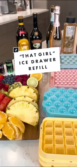 How to create the ultimate “that girl” ice drawer… Ice Restock tomorrow! Everything is linked on my Amazön under “DRINKS AND ICE”🧊#ice #icedrawer #thatgirl #fyp #foryou #aesthetic #satisfying #organize #amazonfinds #coffeeice #fruitice #icedcoffee #refill 