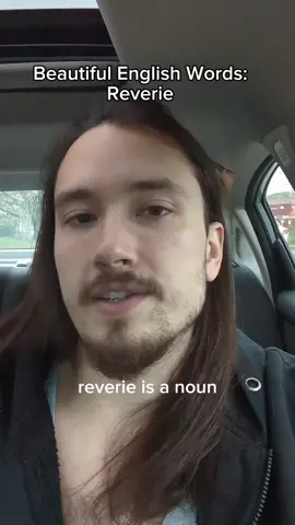 Beautiful English Words: Reverie Reverie (noun) = daydream, fantasy; the state of being pleasantly zoned out while thinking of something nice  -I was driving, pleasantly lost in my reveries, when I suddenly had to slam on the breaks because a deer jumped in front of my car  -He smiled at sat there for hour, having reveries of his happy childhood memories. Are you prone to having reveries? I sure am, especially while walking or hiking. #dailyenglishlearning #englishdaily #englishonline #englishteacher #learnenglishvocabulary #learnenglishvocabulary #learnenglishonline 