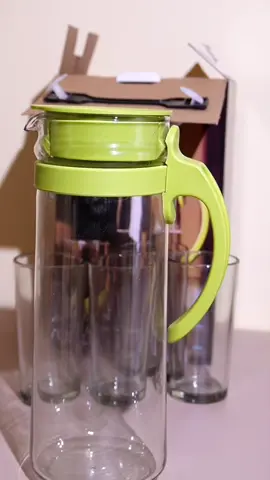 Glass pitcher green handle with glasses #hileerecommended #supersulitsale #mysweldobudol #homebudolfest #Hometokshop #fypシ 
