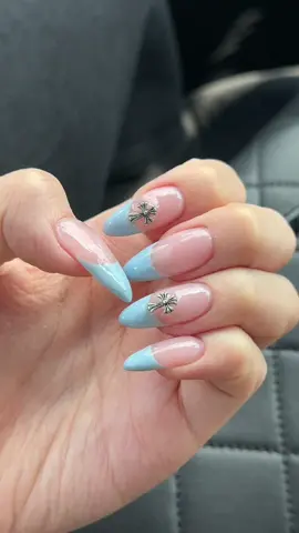 baby blue french tips + ch 🦋 #nailappointment #chromeheartnails #fypsg 