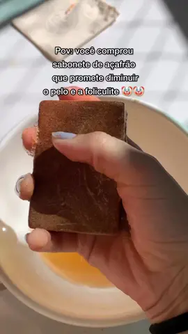 Sabonete de açafrão que reduz pêlos do corpo ✨ link para compra disponível na bio 