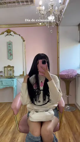 A veces me aburro del cabello corto y voy por extensiones 🥲🩷 la solución a mis problemas jeje  #hair #extensiones #hairextensions 
