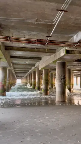 Sunset under the pier. 🌊 #waves #asmr #ocean #oceanside #atlanticcity #atlanticcityboardwalk #atlanticcitynj #newjersey #nj #njisntboring #njvibes #vibes #sunset #beachsunset #fyp #foryou #jerseyshore #pier 