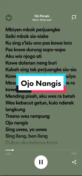ˈepəˌsōd 40 | Ojo nangis_Woro Widowati #ojonangis #worowidowati #musikindonesiadispotify #fypシ #musikviral #laguviral #fyp #liriklagu  #fyppppppppppppppppppppppp 