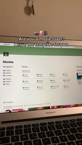 Hey movie lovers!! Find this movie tracker notion template in my bio💕 #notion #notionapp #notiontemplate #notiontracker #notionaesthetic #notiontok  #notioncontent #movielovers #movietracker #digitaltracker 