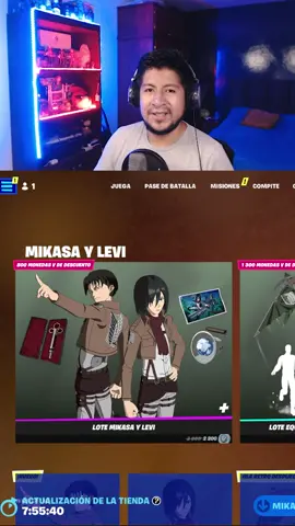 Comprando las skins de Mikasa Ackermann y Capitán Levi #fortnite #AttackOnTitan #mega