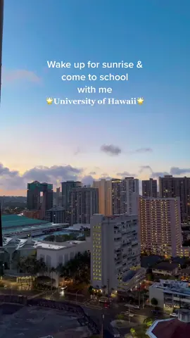 Hawaii school morning routine ✨ #sunrise #hawaiisunrise #universityofhawaii #universityofhawaiimanoa #collegelife #adayinmylife #rainbow #hawaiirainbow 