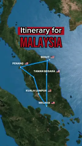 Itinerary for a trip in Malaysia 🇲🇾  - Day 1: Kuala Lumpur  •Chinatown •Petronas •Batu Caves - Day 2 and 3: Cameron Highlands •Boh Tea Plantation •Cameron Valley Tea - Day 4, 5 and 6: Penang •Chew Jetty •Carnarvon Street •Penang National Park •Little India - Day 7, 8, 9 and 10: Perhentian Islands •Teluk Keke Beach •Long Beach •Teluk Pauh - Day 11 and 12: Taman Negara •Canopy Walk - Day 13: Melaka •Jonker Walk Night Market •Melaka Street Art •Melaka Straits Mosque Follow @soytraveler for more itinerary ideas✨ • • • • • • • • • • • • • • • • • • • • • • • • #visitmalaysia #exploremalaysia #malaysiatrip #travelguide #malaysiatravel #exploretravel #traveltips #travelitinerary #exploringtheworld #discovermalaysia #travelmalaysia #malaysiatrulyasia #perhentianisland #kualalumpur #penang #tamannegara #cameronhighlands #melaka 