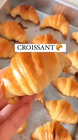 Receita deliciosa de Croissant 🤤 .  INGREDIENTES  1 ovo 1/2 colher sopa de fermento biológico  1 pitada de sal 145 ml de leite morno 1 colher sopa de açúcar  2 xícaras de farinha de trigo  1 colher sopa de manteiga . Misture os ingredientes na sequência dos ingredientes, a manteiga por último. . Sove a massa por uns 15min, até ficar elástica, divida a massa em 4 unidades iguais e reserve até a massa dobrar de tamanho. . Agora abra a massa na mesa, use um pouco de farinha, abra as massas em discos, pincele manteiga e coloca outro disco, repita esse processo ate acabar. . Aguarde uns 10min. . Agora abra a massa com o rolo, deixe numa espessura de 0,3cm, faça cortes em formato de triângulos, enrole e coloque em assadeira untada com manteiga e farinha, pincele com gema de ovos e espere crescer novamente. . Leve para assar em forno pré-aquecido 180° em média 20min, ou até dourar. . Pode colocar o recheio que quiser, doce ou salgado, fica ao seu gosto. . #Repost @lardavivi_ ❤️ . #croissant #receitacroissant #pao #paocaseiro #reelsreceitas #receitasboas #boanoite #donadecasaquecozinha #receitascaseiras #receitapao #receitasrápidas #comerbem #dicas #receitaspraticas #receitasimples #receitascaseiras #dicadereceita #receitasdeliciosas #receitas #receitasfaceis #receitasrapidas #receitasdiarias #receitademae #comidas 