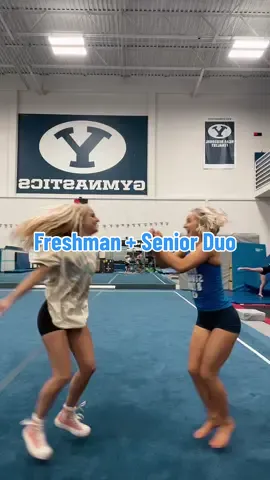 Freshman + Senior Duo #fyp #gymnastics #collegegymnastics #BestFriends #teammates #byugymnastics #studentathlete #utah 