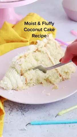COCONUT CAKE (recipe below) 🥥🎂 this cake is so moist and fluffy, has just the right amount of coconut flavor, and is a year-round favorite at my house! I paired it with Coconut Cream Cheese Buttercream for Easter and also use it as the base of the Almond Joy Cake on pg. 177 of my book 😍 ⁣ ⁣ COCONUT CAKE⁣ YIELD: 3 6-inch layers or 2 8-inch layers⁣ ⁣ INGREDIENTS: ⁣ 3 Cups (315g) sifted cake flour⁣ 2 tsp baking powder⁣ 1/2 tsp baking soda⁣ 1 tsp salt⁣ 1 Cup (226g) unsalted butter, room temperature⁣ 1 1/2 Cups (300g) granulated sugar⁣ 5 large egg whites, room temperature⁣ 1/3 Cup (76g) sour cream, room temperature⁣ 2 tsp pure vanilla extract⁣ 1 tsp coconut extract⁣ 1 Cup (240ml) canned full-fat coconut milk, room temperature⁣ 1 Cup (78g) shredded sweetened coconut⁣ ⁣ INSTRUCTIONS:⁣ 1. Preheat the oven to 350°F/177ºC. Grease and line three 6-inch (15cm) or two 8-inch (20cm) cake pans.⁣ 2. Whisk together the sifted cake flour, baking powder, baking soda, and salt. Set aside.⁣ 3. In the bowl of your stand mixer fitted with the paddle attachment (or using a hand mixer + large bowl), beat the butter on high for 2 minutes until light and creamy. Add the sugar and beat on medium-high for 2 minutes. Scrape down the bowl and paddle as needed. Turn the mixer to low and add the egg whites one at a time. Mix until well combined. Add the sour cream, vanilla, and coconut extract and mix for one minute on high.⁣ 4. Add the dry ingredients all at once and mix on low until just combined, then continue mixing while you add the canned coconut milk in a slow, steady stream. Mix until smooth, then fold in the shredded coconut.⁣ 5. Pour the batter evenly into the prepared cake pans and bake for 35-40 minutes, or until a toothpick inserted comes out clean.⁣ ⁣ Full recipe + frosting flavor ideas at https://sugarandsparrow.com/coconut-cake-recipe/ (also linked in my bio) ✨⁣ ⁣ ⁣#coconutcake #coconut #cakedecorating #creamcheesefrosting #cakes #cakelovers #cakesoftiktok #buttercreamcake #layercake #cakeideas #bakedfromscratch #baking #satisfyingfood #anyonecancake 