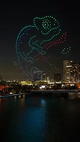 Our @virginvoyages Drone Spectacular upgraded the sail away experience for those aboard the Scarlet Lady tonight! #skyelements #droneshow #miami #cruise #virginvoyages #fyp #drones #sailaway