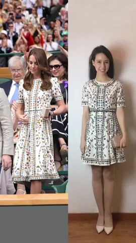 Kate, Princess of Wales, looked gorgeous in this dress at Wimbledon. My inspired version of her dress is a bit shorter since I prefer shorter dresses - what do you think of my look for USD$ 67? #katemiddletoncloset #katemiddletonfashion #katemiddletoninspiredoutfits #katemiddletoninspiredlook #katemiddletoninspired #royaloutfits #celebrityinspiredlooks 