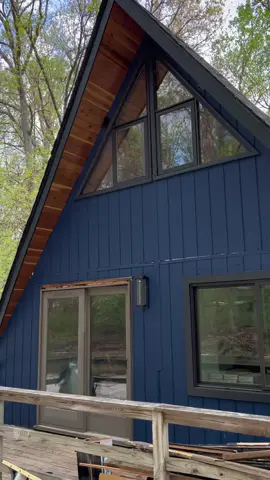We are about 90% complete with the a-frame exterior! #aframe #aframecabin #chalet #exteriordesign #exteriorpaint #fixerupper #behrpaint 