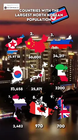 Replying to @0fficial_Escanor Countries with the largest North Korean #northkorea #northkorea🇰🇵 #korean #korea #southkorea🇰🇷 #china #japan #eastasia #migrants #diaspora #History #immigration #mapper #world #worldmappers #fyp #southasia #southeastasia #viral 