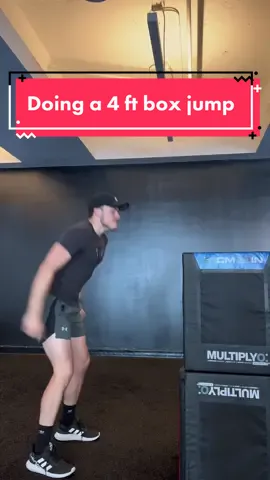 Working towards a 4 foot box jump (watch til the end to see me do it!!) #boxjump #Fitness #trainer #jump 