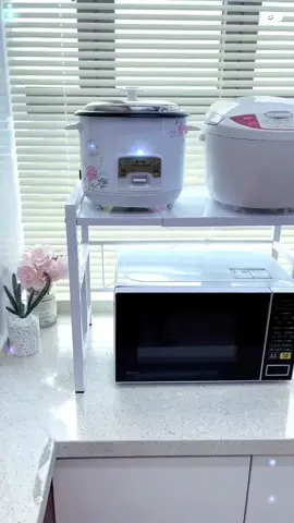 Retractable kitchen rack microwave oven shelf home double-layer countertop desktop rice cooker storage bracket!#fyp #istante #kusina 