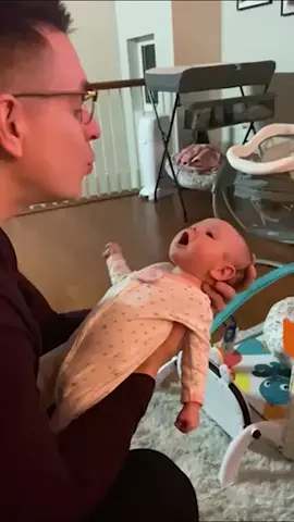 It's so much fun to copy dad's silly voices!..#newborn#baby #babies#dads#family#Love#wholesome#funny