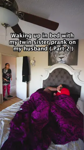 Waking up in bed with my twin sister prank on my husband 😳🤣 #part2 #twinsisters #twins #Twinning #prankvideo #wakingup #bedroom 