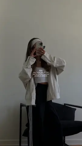 a white leather bomber >> ☁️☁️☁️ on my amażon store under “recent orders 2” to shop (i got an xxl) #levis #bomberjacket #leatherjacket #bomberjacketstyle #streetwear #StreetStyle #haileybieberstyle  #amazonpartner #amazon #amazonfashion #amazonfinds #founditonamazon #amazonfashionfinds #springfashion #springoutfit #outfitinspo #unboxing #asmr #outfitinspiration #outfits  #tryon #affordablefashion #whitejacket #amazonleatherjacket 