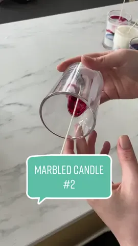 This technique is actually kind of fun and you can get some very interesting swirls and patterns in the wax! I’d recommend using colors that will blend well together as the candle melts though to avoid ending up with a meltpool that looks “muddy”. #candlescience#candlemaking#diycrafts#diycandlemaking#marbledcandles#diyhowto#oddlysatisfying