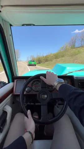 Any ideas why we were driving these two #lamborghini so slowly?  Awesome to get behind the wheel of the iconic #LM002 recently.. the original Lambo SUV… which of course has been superseeded by the Urus!