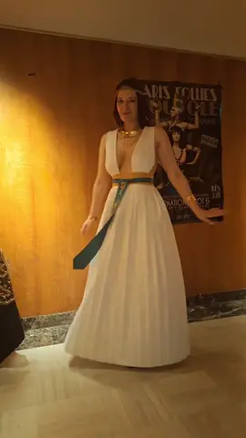 Cleopatra inspired dress ! For a 1930s dance party, with Egyptomania as its theme. Pattern and design by me 👑 I didn't spend a dime on this dress since I already had everything ! White fabric is cotton that I lined and pleated, belt is gold satin also pleated, and green satin is used for the other belt and shoulders, painted on with golden fabric paint. Back closes with snap fasteners. It was a lot of adjustments as I wanted the top to hold in place ! But it turned out great and wouldn't budge 🪡  Overall I love the fit of this dress !! 😍🤍🤍 #dress #1930s #costumedesign #sewing #egypt #vintage #cleopatra #gold #pleatedskirt #artist  #stylist 