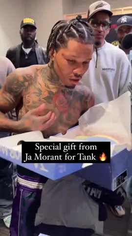 Gervonta Tank Davis gifted a pair of Ja Morants and a signed jersey #tankdavis #gervontadavis #jamorant #foryou #thedopeacademy 