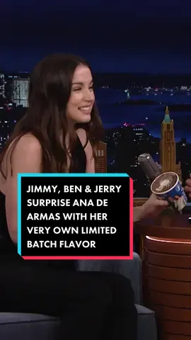 Jimmy, Ben & Jerry surprise Ana de Armas with her very own limited batch @benandjerrys flavor: Ana de ArMAS Leche! #FallonTonight #AnadeArmas 