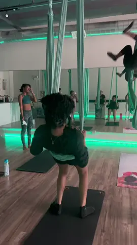 My first #aerialyoga session definitely nit my last! Giving myself two weeks to advance to the poses I struggled with today! #chicagotiktok  #yoga #blackgirlyoga 