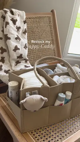 My nappy caddy essentials with @KIT & KIN #nappycaddy #nappycaddyrestock #babyessentials #babyhack #beigebaby 