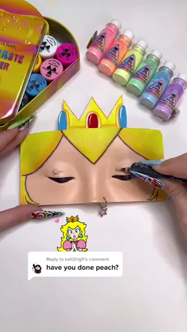 Replying to @kali2high Princess Peach 🍑👑 #makeupamurder #toxicwasteliner #makeup #faceboard #princesspeach #mario #creativemakeup 