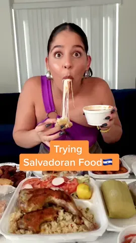 Trying Salvadoran food 🇸🇻 for the first time 🤔 #mukbang #honestreview #salvadoranfood #pupusas 
